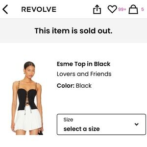 Lovers and Friends tie front corset top in black